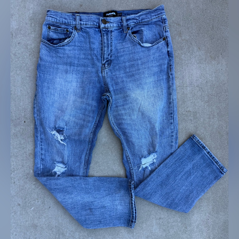 RSQ Men's Slim Fit Distressed Blue Jeans (32 x 30)